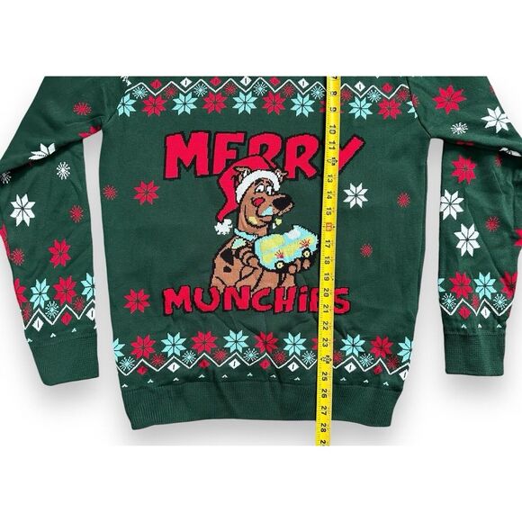 NWT Scooby Doo Mens Knitted Christmas Munchies Pullover Green Acrylic Sweater S - Picture 3 of 12